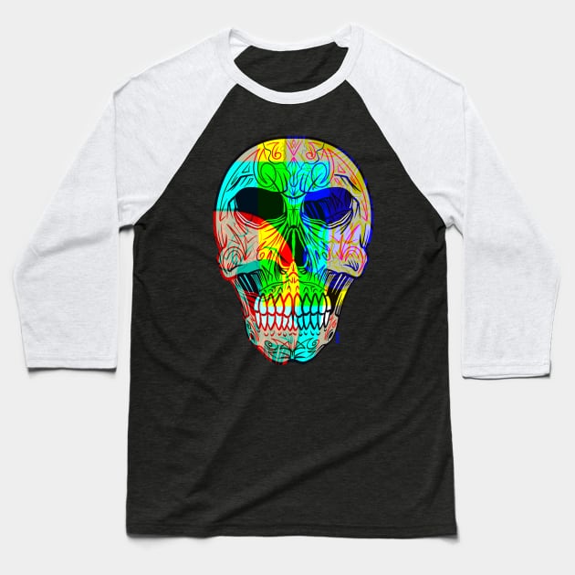 Chromatic skull Baseball T-Shirt by Chillateez 